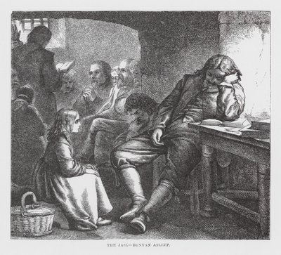 Więzienie, śpiący Bunyan (rycina) autorstwa James Dawson Watson