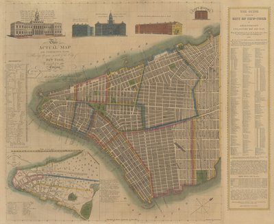 Miasto Nowy Jork: Mapa wyjaśniająca i plan Longwortha, 1817. autorstwa James DeForest Stout