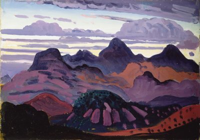 Deep Twilight, Pireneje, ok. 1912-13 (olej na panelu) autorstwa James Dickson Innes