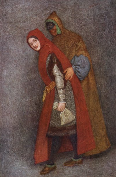 Kupiec wenecki Szekspira: Lorenzo i Jessica (kolorowa litografia) autorstwa James Dromgole Linton