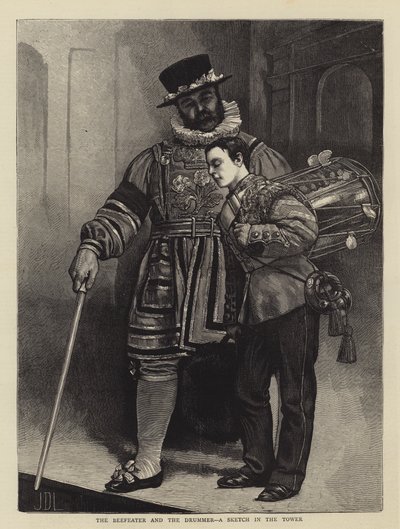 Beefeater i perkusista, szkic w wieży autorstwa James Dromgole Linton