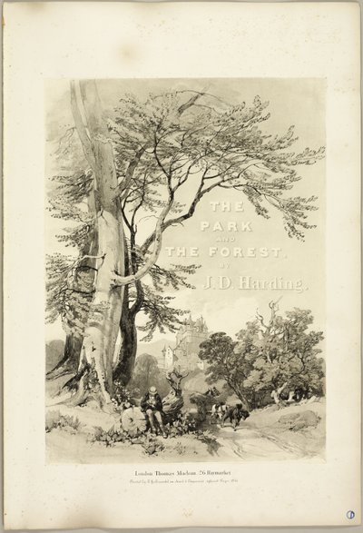Buk i Dąb (Frontispiece), z Parku i Lasu autorstwa James Duffield Harding