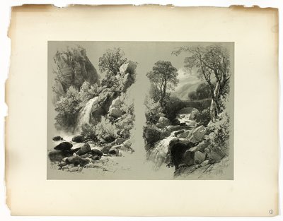 Lady Fall, Vale of Heath i Fall on the Brent, z Picturesque Selections autorstwa James Duffield Harding