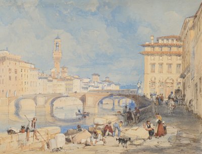 Ponte Santa Trinità, Florencja, przed 1832 rokiem. autorstwa James Duffield Harding
