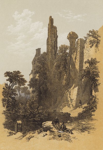 Zamek Roslin (chromolitho) autorstwa James Duffield Harding