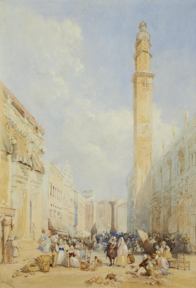 Vicenza; napis „VICENZA” (na dole po lewej); akwarela ze śladami ołówka i podkreślona bielą i kolorem ciała 40 x 27,5 cm autorstwa James Duffield Harding