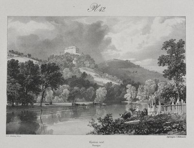 Malownicze i romantyczne podróże po dawnej Francji. Owernia: Château Neuf autorstwa James Duffield Harding