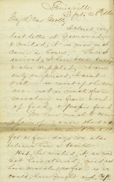 List Jamesa E. Love z Louisville do Molly, 28-30 września 1862 r. autorstwa James Edwin Love