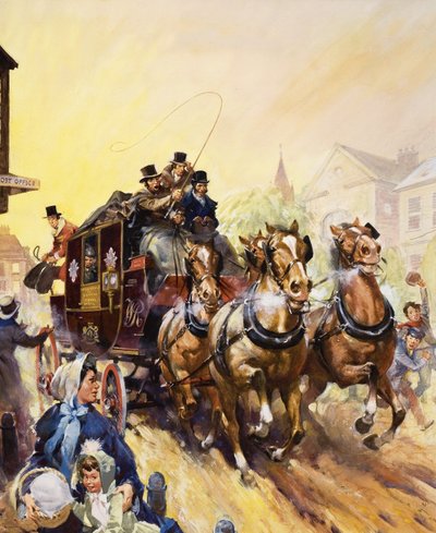 Dostarczanie poczty i pasażerów autokarami autorstwa James Edwin McConnell