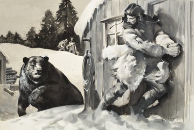 Niedźwiedź grizzly (gwasz na papierze) autorstwa James Edwin McConnell