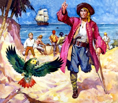 Długi John Silver i jego papuga autorstwa James Edwin McConnell