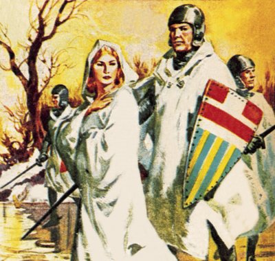 Matylda uciekająca w śniegu ubrana na biało autorstwa James Edwin McConnell