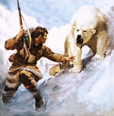 Vilhjalmar Stefansson zaatakowany przez niedźwiedzia polarnego autorstwa James Edwin McConnell