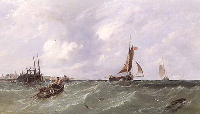 Rybacy układający garnki z homarami autorstwa James Edwin Meadows
