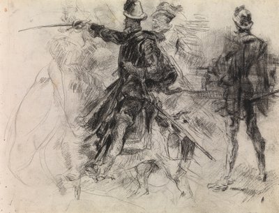 Don Kichot (czarna kreda na papierze) autorstwa James Ensor