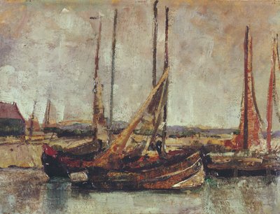 Łodzie rybackie (olej na karcie na pokładzie) autorstwa James Ensor