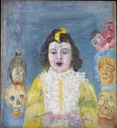 Dziewczyna z maskami (komunia) autorstwa James Ensor