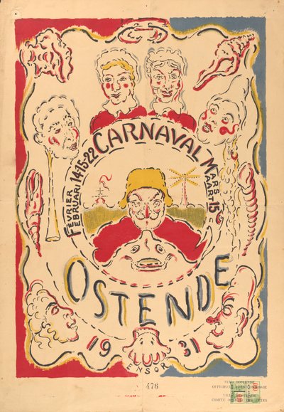 Plakat für den Karneval in Ostende autorstwa James Ensor