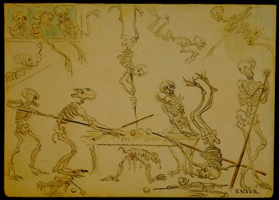 Skelette beim Billardspielen autorstwa James Ensor