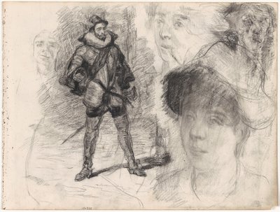 Hiszpański żołnierz i cztery twarze autorstwa James Ensor