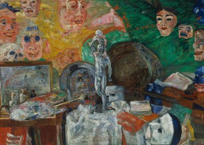 Martwa natura w pracowni lub atrybuty sztuki autorstwa James Ensor