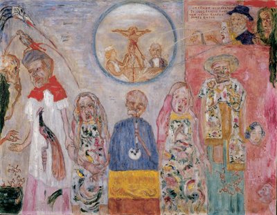 The Vile Vivisectors, ok. 1930 r. (olej na płótnie) autorstwa James Ensor