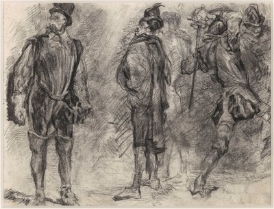 Trzech hiszpańskich żołnierzy, z których jeden dzierży miecz autorstwa James Ensor