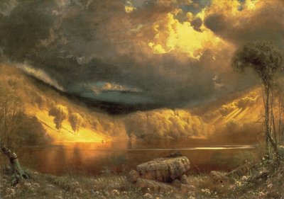Burzowe niebo nad jeziorem Echo, Białe Góry autorstwa James Fairman
