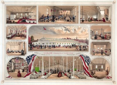 Plakat dla Citizens Volunteer Hospital, Filadelfia, wyd. 1862 autorstwa James Fuller Queen
