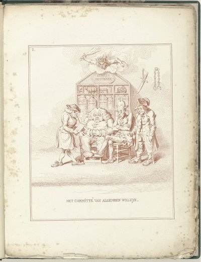 Komitet Opieki Ogólnej, 1795 Komitet gen. Welzyna (tytuł na przedmiocie) Hollandia Regenerata (tytuł serii) autorstwa James Gillray (possibly)