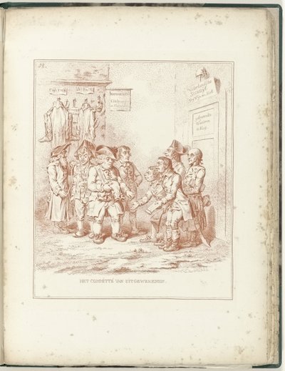 Komitet ds. Emigrantów, 1795 Komitet Emigrantów (tytuł na przedmiocie) Hollandia Regenerata (tytuł serii) autorstwa James Gillray (possibly)