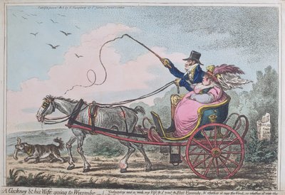 Kogut i jego żona jadą do Wycombe, opublikowana przez Hannah Humphrey w 1805 r. (ręczna akwaforta z akwatintą) autorstwa James Gillray
