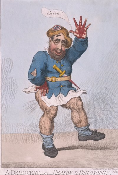 A Democrat, or Reason  Philosophy, opublikowany przez Hannah Humphrey w 1793 roku (ręcznie kolorowana akwaforta) autorstwa James Gillray