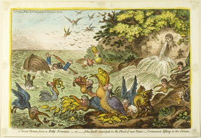 Wielki strumień z ładnej fontanny autorstwa James Gillray