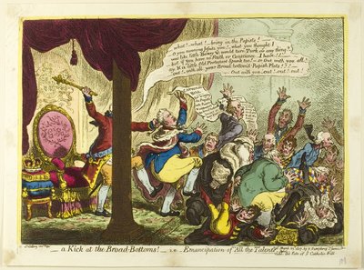 Kopnięcie w Broad Bottoms autorstwa James Gillray