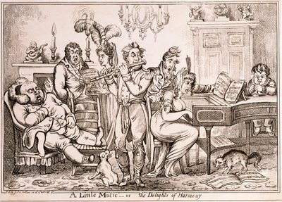 A Little Music or The Delights of Harmony, rytowane przez Williama Brocasa, wydrukowane w Londynie przez J. Sidebothama, 1810 autorstwa James Gillray