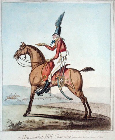 Postać z Newmarket Hill, narysowana na miejscu, 18 sierpnia 1802 r., opublikowana przez Hannah Humphrey w 1804 r. (akwaforta ręcznie kolorowana) autorstwa James Gillray