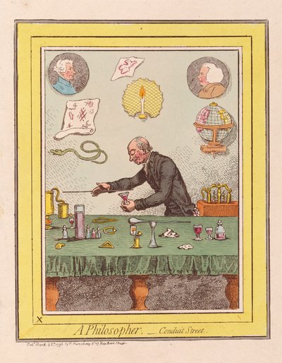 Filozof: Conduit Street, wyd. 1796 (grawerowanie ręcznie kolorowane) autorstwa James Gillray