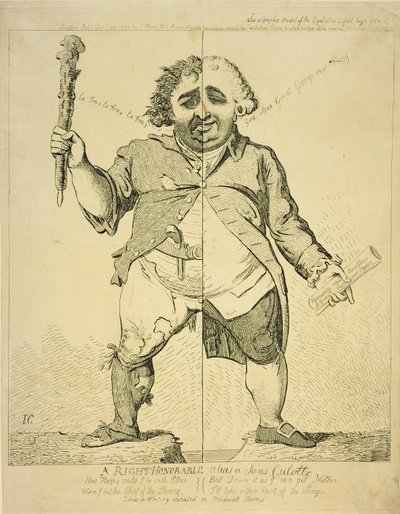 A Right Honourable alias a Sans Coulotte, opublikowane przez S.Fores, 1802 autorstwa James Gillray