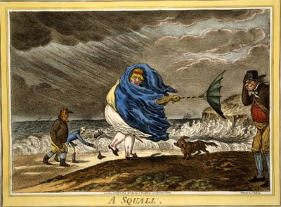 Szkwał, wyd. H Humphrey, Londyn, 1810 (ręcznie barwiony grawerunek) autorstwa James Gillray