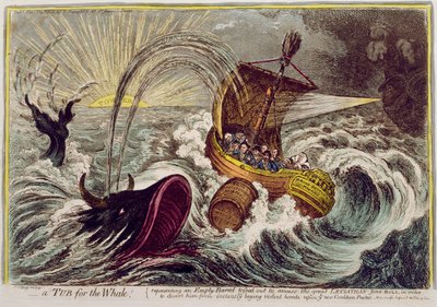 Wanna dla wieloryba! wydane przez Hannah Humphrey w 1806 r. (akwaforta ręcznie kolorowana) autorstwa James Gillray