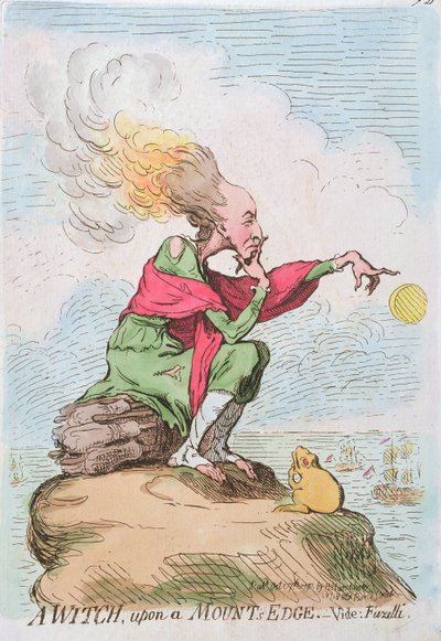 Czarownica na skraju góry lub Fuzelli, opublikowana przez Hannah Humphrey w 1791 r. (akwaforta ręcznie kolorowana) autorstwa James Gillray