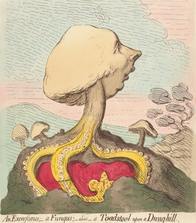 Wyrost; – Grzyb; – Inaczej – Grzyb trujący na kupie obornika autorstwa James Gillray
