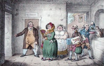Staruszka w podróży, zaprojektowana przez Brownlow North, wydana przez Hannah Humphrey autorstwa James Gillray
