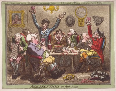 „Anacreontick jest w pełnej piosence”, 1801 r. autorstwa James Gillray