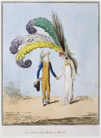 „I złap żywe maniery, gdy wstają”, opublikowana przez Hannah Humphrey (akwaforta ręcznie kolorowana) autorstwa James Gillray