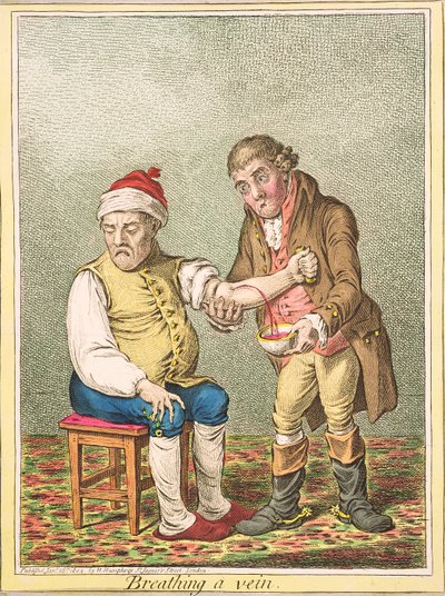 Breathing a Vein, opublikowane przez Hannah Humphrey, 1804 autorstwa James Gillray