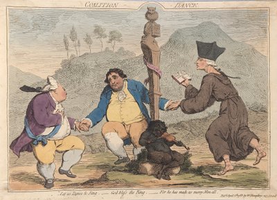 Taniec Koalicyjny, wyd. 1785 (grawerowanie ręcznie kolorowane) autorstwa James Gillray