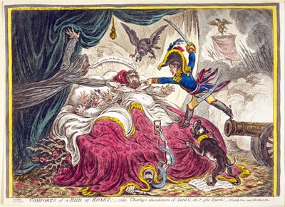 Wygoda łoża róż: wyd. Hannah Humphrey, 21 kwietnia 1806 (ręcznie kolorowane grawerowanie) autorstwa James Gillray