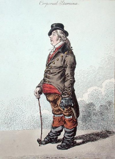 Wytrzymałość cielesna, wydana przez Hannah Humphrey w 1801 r. (akwaforta ręcznie kolorowana) autorstwa James Gillray